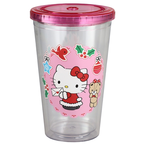 Hello Kitty Christmas 16 Oz Cup With Straw