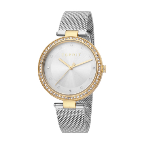 Montre 3 aiguilles 3ATM 36 mm pour femmes avec cristaux Breezy plaqués or d’esprit - Argenté/Doré