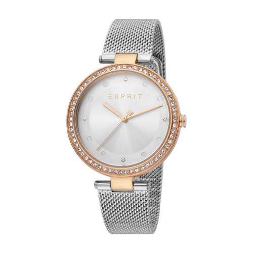 Montre 3 aiguilles 3ATM 36 mm pour femmes en acier inoxydable et pierres Rose doré Breezy d’esprit - Argenté/Rose doré