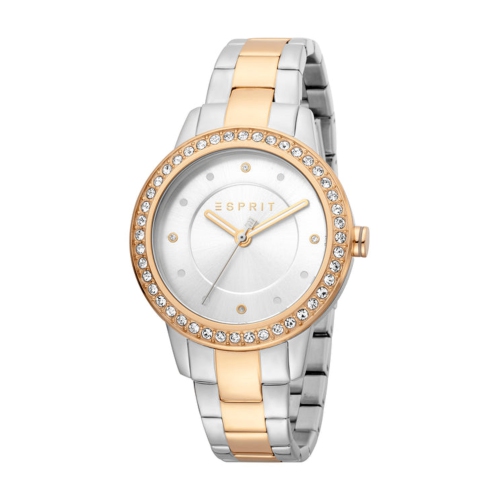 Montre Harmony 3 aiguilles 5ATM 36 mm acier inox. Pour femmes/lunette rose doré 2 tons de esprit - Rose doré/Argenté