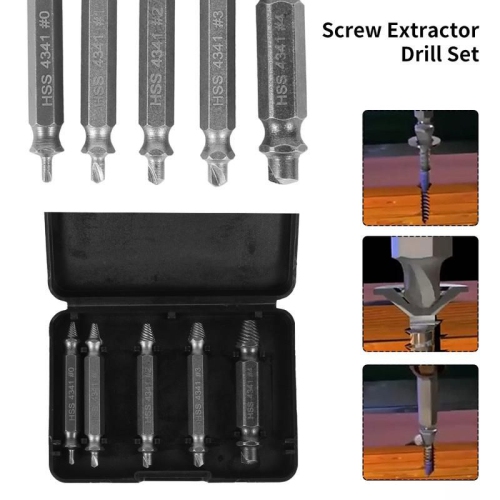 5Pcs Screw Extractor Kit and Stripped Screw Remover Damaged Screw Extractor Kit Easy Out Broken Bolt Remover