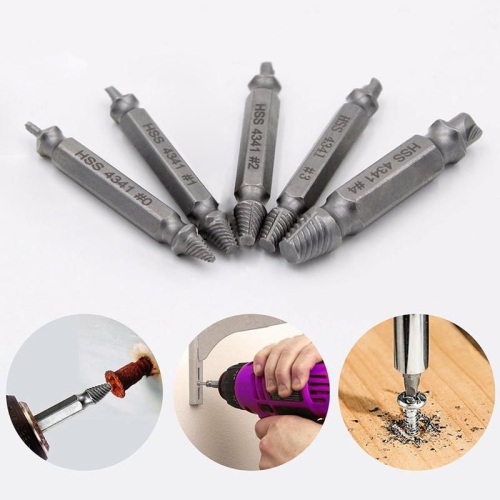 5Pcs Screw Extractor Kit and Stripped Screw Remover Damaged Screw Extractor Kit Easy Out Broken Bolt Remover