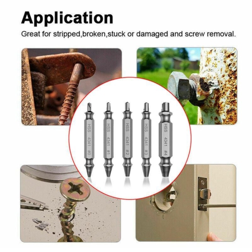 5Pcs Screw Extractor Kit and Stripped Screw Remover Damaged Screw Extractor Kit Easy Out Broken Bolt Remover