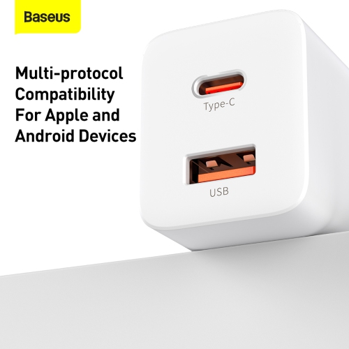USB C Charger, Baseus 30W 2 Port SuperSi Fast Charger with Foldable Plug for iPad Pro/Air/Mini, iPhone 13/13 Mini/13 Pro/13 Pro Max/12/SE/11/XR/XS,