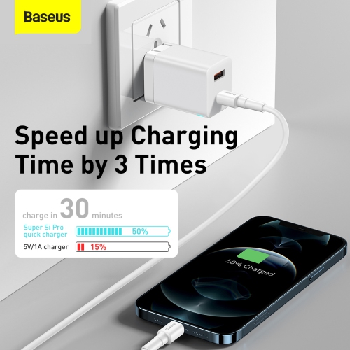 USB C Charger, Baseus 30W 2 Port SuperSi Fast Charger with Foldable Plug for iPad Pro/Air/Mini, iPhone 13/13 Mini/13 Pro/13 Pro Max/12/SE/11/XR/XS,