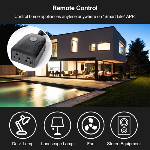 2.4Ghz 2-Outlet Outdoor Indoor Wi-Fi Smart Socket with Timer, Compatible with Alexa, Google Home - PrimeCables®