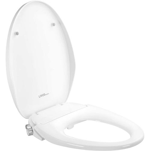 LIVINGbasics Bidet Toilet Seat, Soft Close, Dual Nozzles Rear & Feminine Cleaning, Hybrid T with ON/Off Included, Easy to Install, No Wiring Required