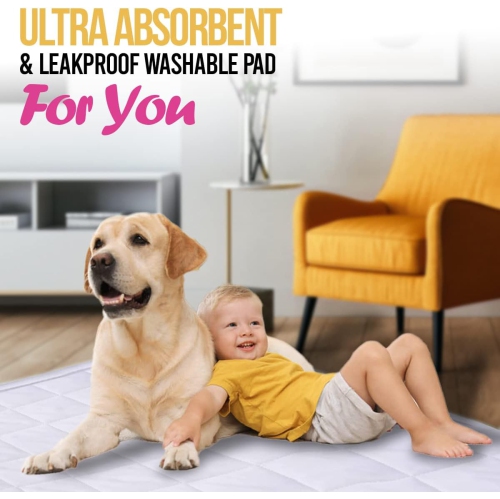 HYGIENX Deluxe Waterproof Sheet Protector 34”x36” 3 Pack Protection Soaker Bed Pads Reusable Incontinence UnderPads for Adults Kids Pets Seniors