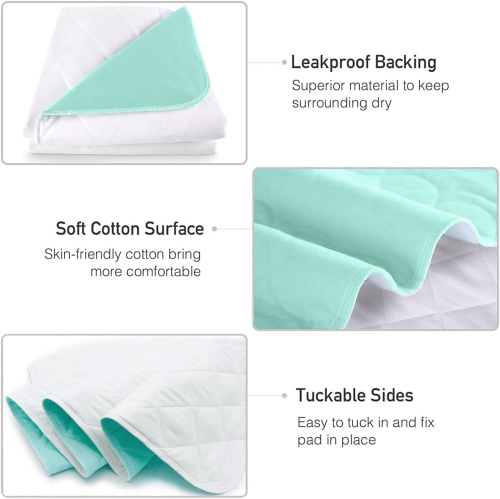 HYGIENX Premium Deluxe Waterproof Reusable Underpad 34”x36” 3 Pack Incontinence Sheet Protection Soft and Absorbent Bed Pads Protector Soaker Pads