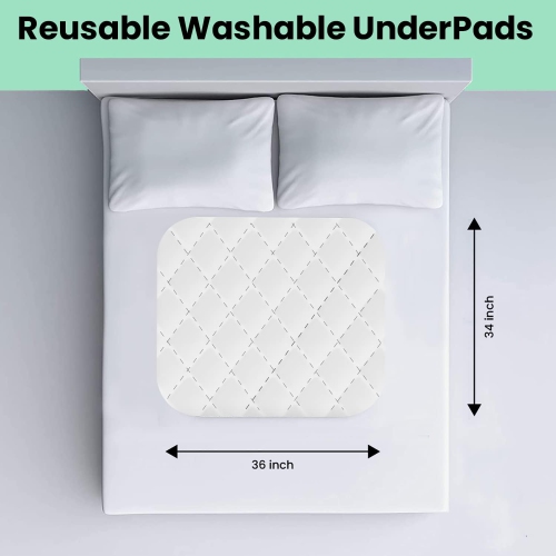 HYGIENX Premium Deluxe Waterproof Reusable Underpad 34”x36” 3 Pack Incontinence Sheet Protection Soft and Absorbent Bed Pads Protector Soaker Pads
