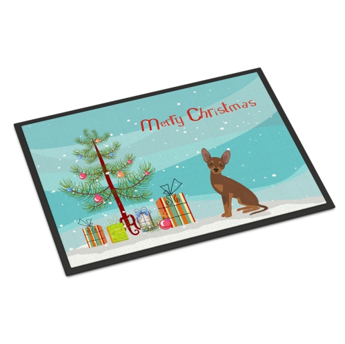 Caroline's Treasures CK3508MAT Brown Prague Ratter Christmas Tree Indoor or Outdoor Mat 18x27, 18H X 27W, multicolor