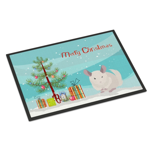Caroline's Treasures CK4437MAT White Dominant Chinchilla Merry Christmas Indoor or Outdoor Mat 18x27, 18H X 27W, multicolor