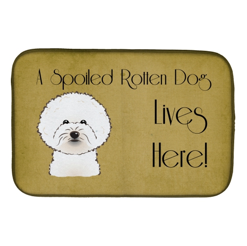 Caroline's Treasures BB1465DDM Bichon Frise Spoiled Dog Lives Here Dish Drying Mat, 14 x 21", multicolor