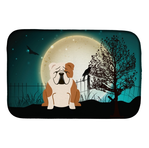 Caroline's Treasures BB2315DDM Halloween Scary English Bulldog Fawn White Dish Drying Mat, 14 x 21", multicolor