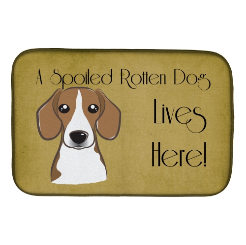 Caroline's Treasures BB1487DDM Beagle Spoiled Dog Lives Here Dish Drying Mat, 14 x 21", multicolor