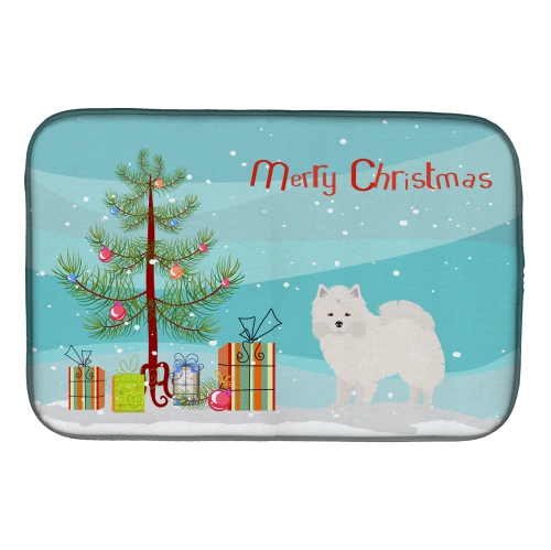 Caroline's Treasures CK3441DDM American Eskimo Christmas Tree Dish Drying Mat, 14 x 21", multicolor