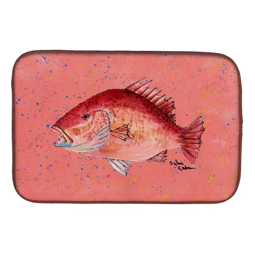 Caroline's Treasures 8351DDM Fish Strawberry Snapper Dish Drying Mat, 14 x 21", multicolor