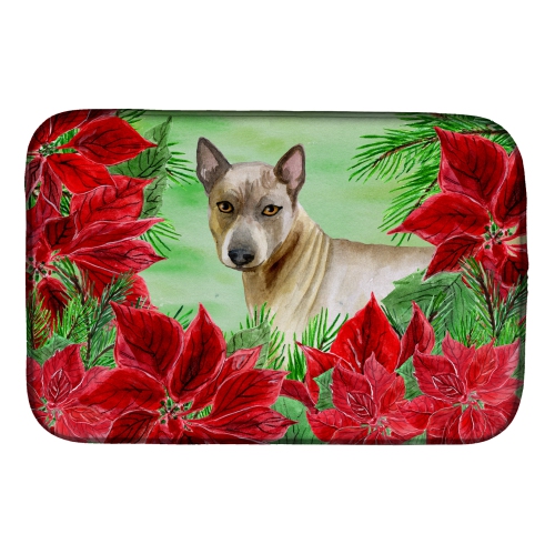 Caroline's Treasures CK1328DDM Thai Ridgeback Poinsettas Dish Drying Mat, 14 x 21", multicolor