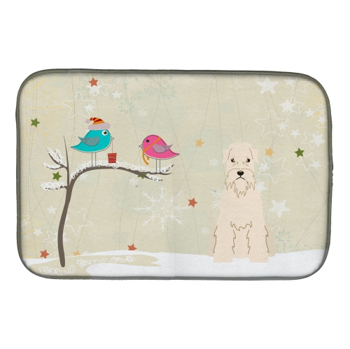 Caroline's Treasures BB2533DDM Christmas Presents between Friends Wheaten Terrier Dish Drying Mat, 14 x 21", multicolor
