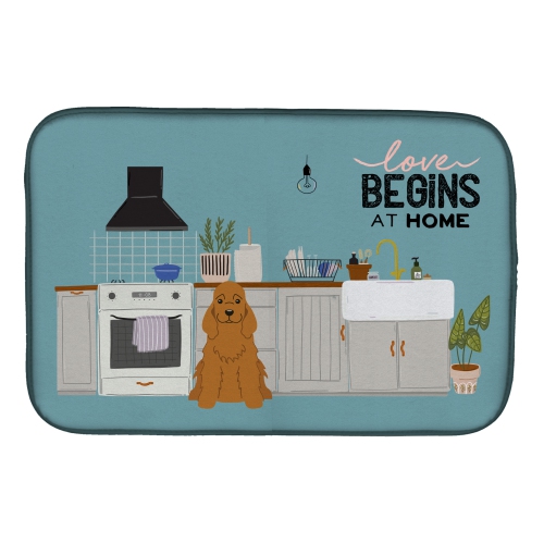 Caroline's Treasures CK7799DDM Red Cocker Spaniel Kitchen Scene Dish Drying Mat, 14 x 21", multicolor