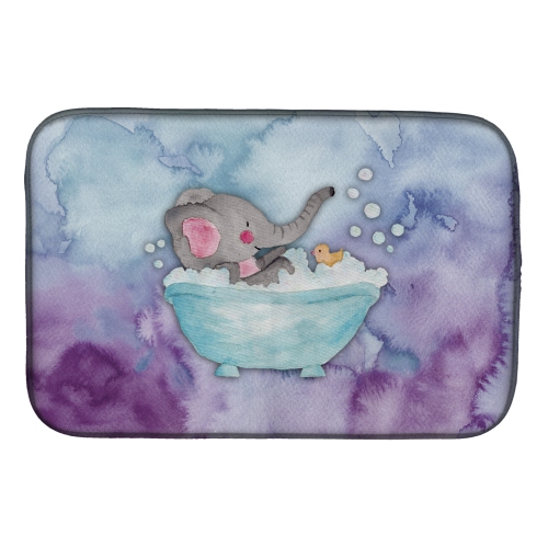 Caroline's Treasures BB7346DDM Elephant Bathing Watercolor Dish Drying Mat, 14 x 21", multicolor