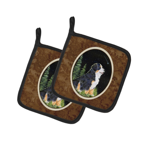 Caroline's Treasures SS8468PTHD Starry Night Bernese Mountain Dog Pair of Pot Holders, 7.5HX7.5W, multicolor