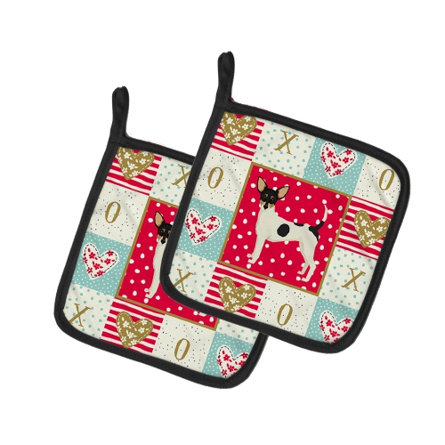 Caroline's Treasures CK5957PTHD Toy Fox Terrier Love Pair of Pot Holders, 7.5HX7.5W, multicolor