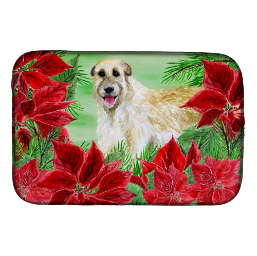 Caroline's Treasures CK1318DDM Irish Wolfhound Poinsettas Dish Drying Mat, 14 x 21", multicolor
