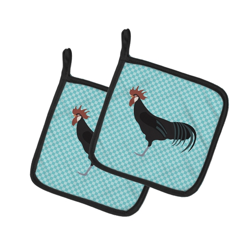 Caroline's Treasures BB8015PTHD Minorca Ctalalan Chicken Blue Check Pair of Pot Holders, 7.5HX7.5W, multicolor