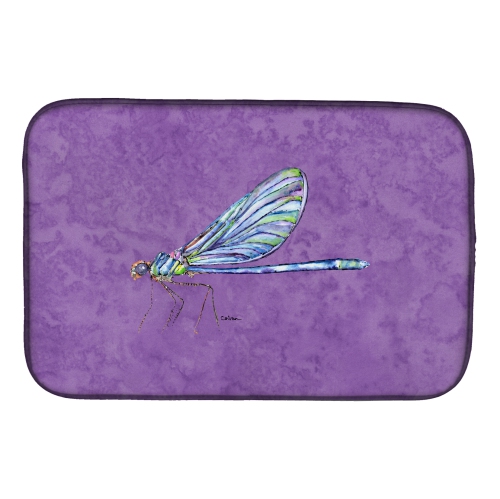 Caroline's Treasures 8865DDM Dragonfly on Purple Dish Drying Mat, 14 x 21", multicolor