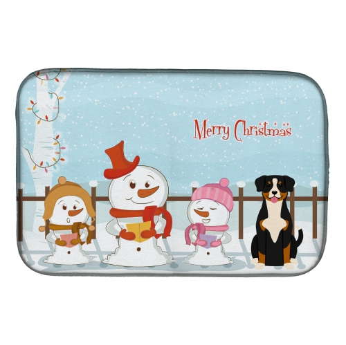 Caroline's Treasures BB2369DDM Merry Christmas Carolers Entlebucher Dish Drying Mat, 14 x 21", multicolor