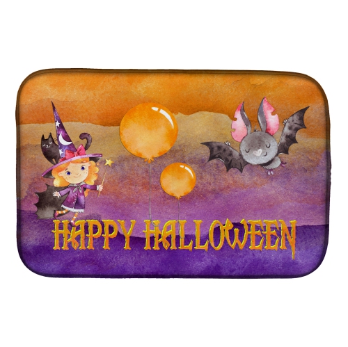 CAROLINE'S TREASURES  Bb7458Ddm Halloween Little Witch And Bat Dish Drying Mat, 14 X 21", Multicolor