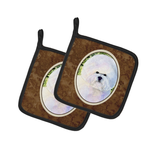 Caroline's Treasures SS8919PTHD Bichon Frise Pair of Pot Holders, 7.5HX7.5W, multicolor