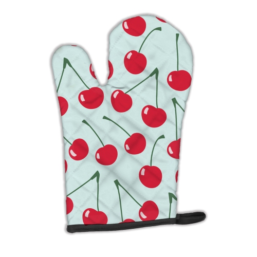 Caroline's Treasures BB5148OVMT Cherries on Blue Oven Mitt, Large, multicolor