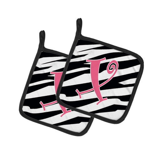Caroline's Treasures CJ1037-XPTHD Letter X Initial Zebra Stripe and Pink Pair of Pot Holders, 7.5HX7.5W, multicolor