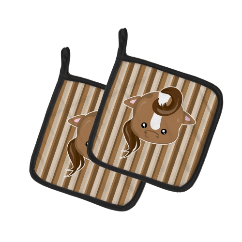 Caroline's Treasures BB6927PTHD Horse Face Pair of Pot Holders, 7.5HX7.5W, multicolor