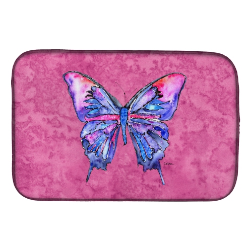 Caroline's Treasures 8859DDM Butterfly on Pink Dish Drying Mat, 14 x 21", multicolor