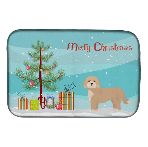 Caroline's Treasures CK3810DDM Cavachon Christmas Tree Dish Drying Mat, 14 x 21", multicolor