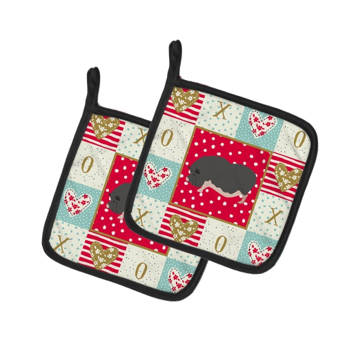 Caroline's Treasures CK5368PTHD Vietnamese Pot-Bellied Pig Love Pair of Pot Holders, 7.5HX7.5W, multicolor