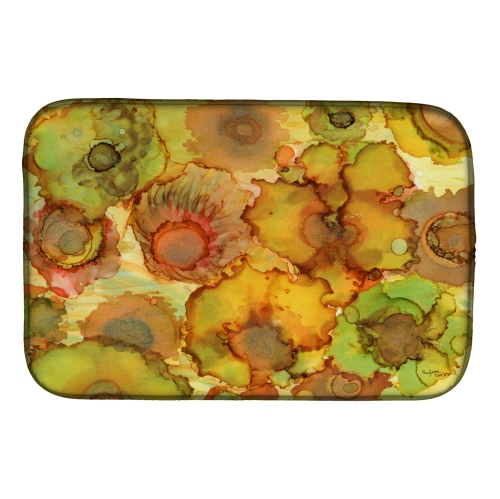 Caroline's Treasures 8986DDM Abstract Flowers in Yellows and Oranges Dish Drying Mat, 14 x 21", multicolor