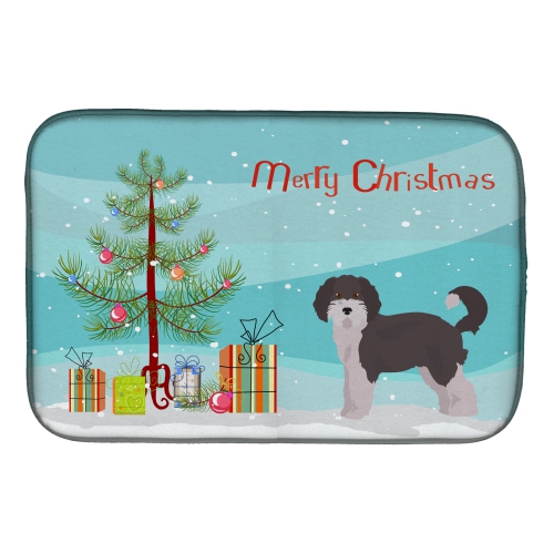 Caroline's Treasures CK3800DDM Aussiedoodle #1 Christmas Tree Dish Drying Mat, 14 x 21", multicolor