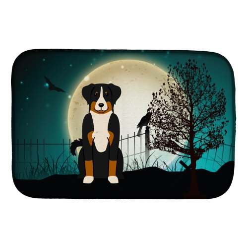 Caroline's Treasures BB2233DDM Halloween Scary Appenzeller Sennenhund Dish Drying Mat, 14 x 21", multicolor