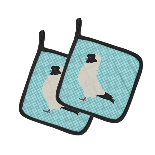 Caroline's Treasures BB8126PTHD Nun Pigeon Blue Check Pair of Pot Holders, 7.5HX7.5W, multicolor