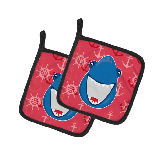 Caroline's Treasures BB6945PTHD Shark Wide Open Pair of Pot Holders, 7.5HX7.5W, multicolor