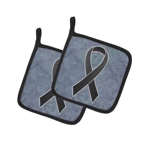 Caroline's Treasures AN1216PTHD Black Ribbon for Melanoma Cancer Awareness Pair of Pot Holders, 7.5HX7.5W, multicolor