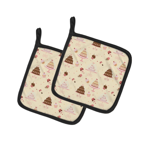 Caroline's Treasures BB7310PTHD Cakes and Cupcakes Pair of Pot Holders, 7.5HX7.5W, multicolor