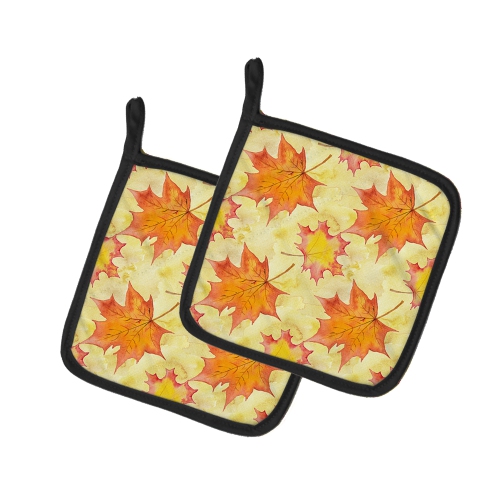 Caroline's Treasures BB7496PTHD Fall Leaves Scattered Pair of Pot Holders, 7.5HX7.5W, multicolor