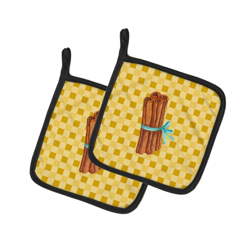 Caroline's Treasures BB7197PTHD Cinnamon on Basketweave Pair of Pot Holders, 7.5HX7.5W, multicolor