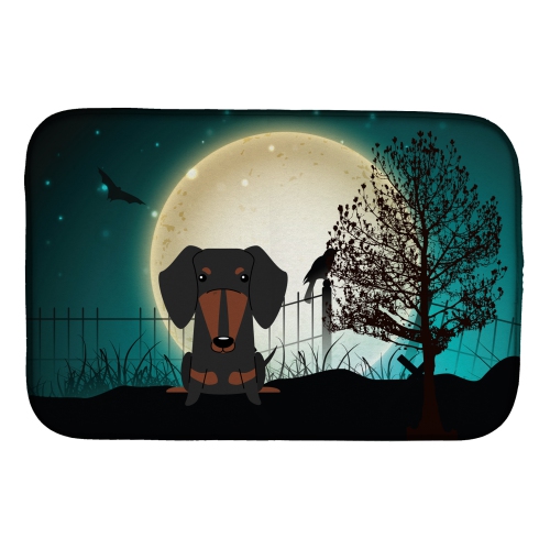 Caroline's Treasures BB2322DDM Halloween Scary Dachshund Black Tan Dish Drying Mat, 14 x 21", multicolor