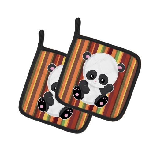 Caroline's Treasures BB6802PTHD Striped Panda Pair of Pot Holders, 7.5HX7.5W, multicolor